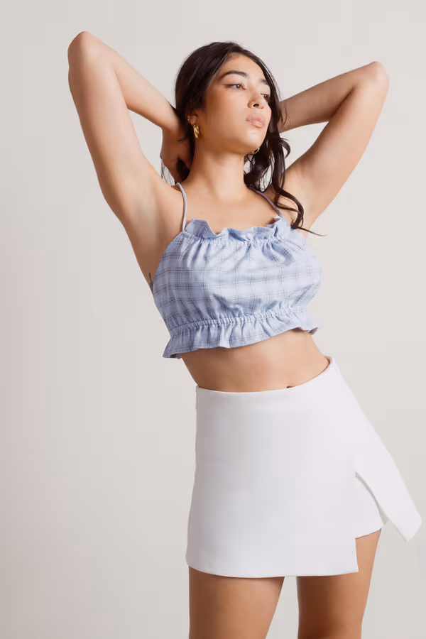 Get A Clue Crop Top - Blue