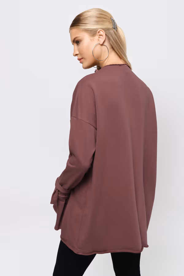 Don't Mock Me Tie Sleeve Top - Marsala