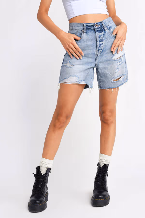 Pistola Devin High Waist Shorts - Medium Wash