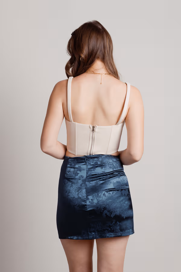 Oia Floral Jacquard Mini Skirt - Black