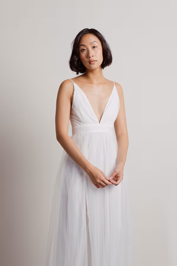 Slay The Night Deep V Double High Slit Maxi Dress - Black