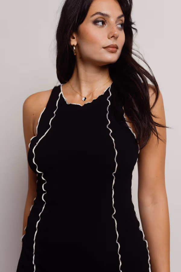 Saturn Exposed Stitch Bodycon Mini Dress - Orange