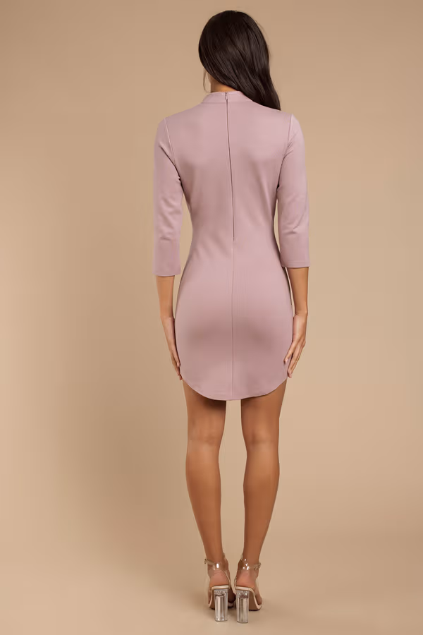 Ignite Choker Bodycon Mini Dress - Dark Rose