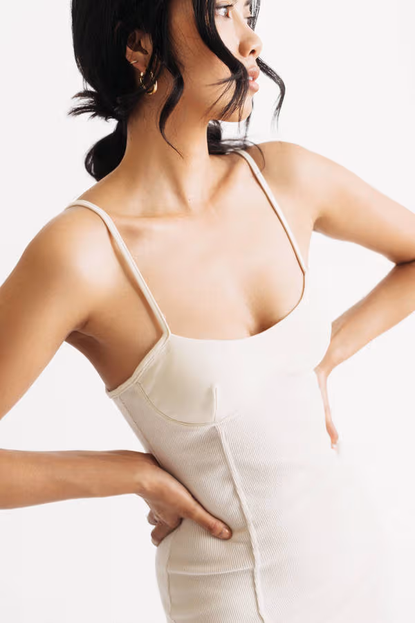 Sloane Satin Corset Mini Dress - Taupe