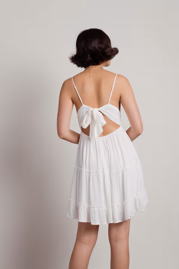 Summer Breeze Lace Skater Mini Dress - White