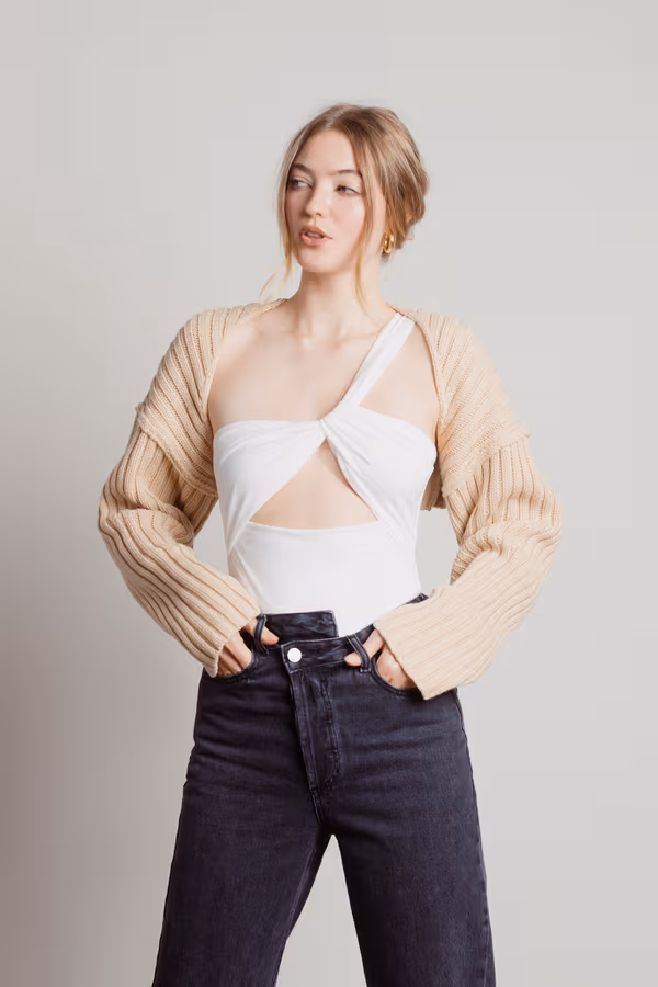 Slouch Off Knit Cardigan - Tan