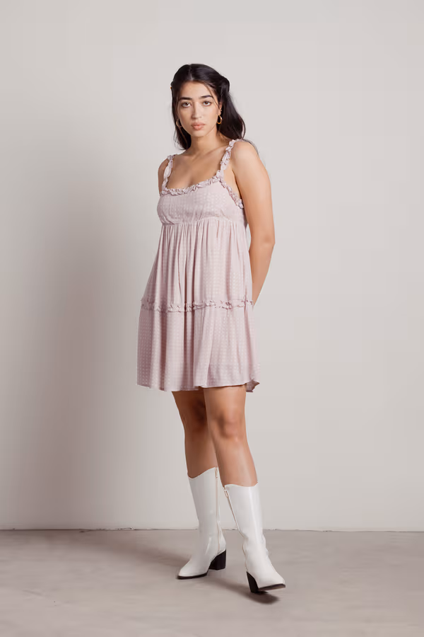 Pippa Floral Babydoll Mini Dress - Pink Dot