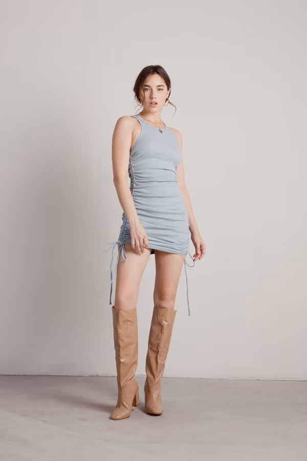 Brie Me Ruched Bodycon Mini Dress - Sage