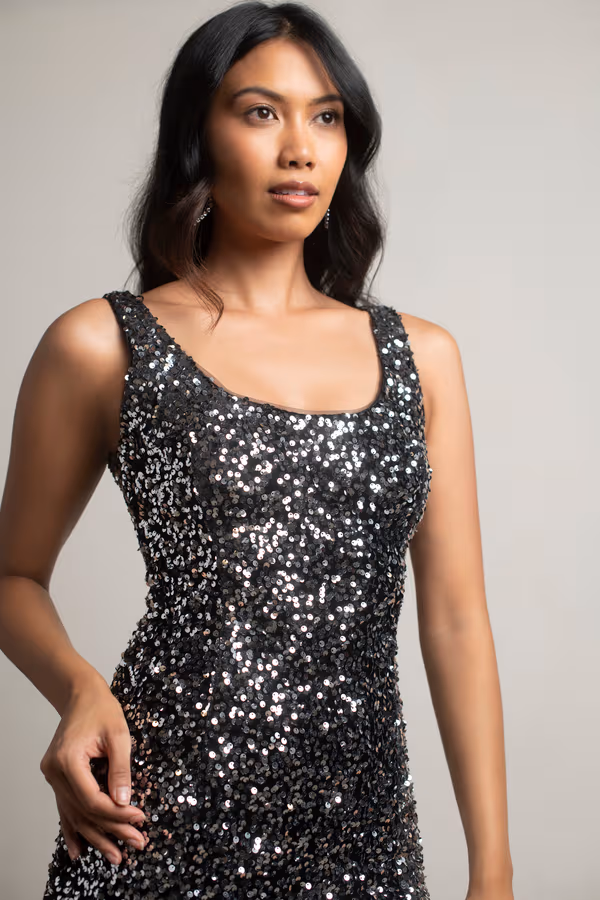 Eyes On Me Sequin Bodycon Mini Dress - Silver