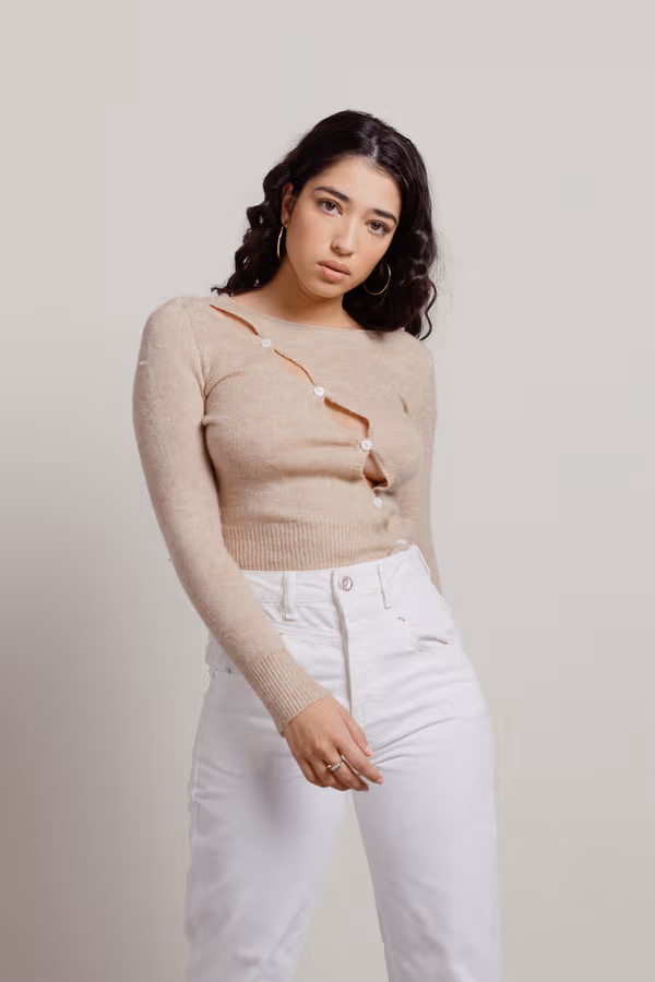 Cozette Diagonal Sweater - Tan