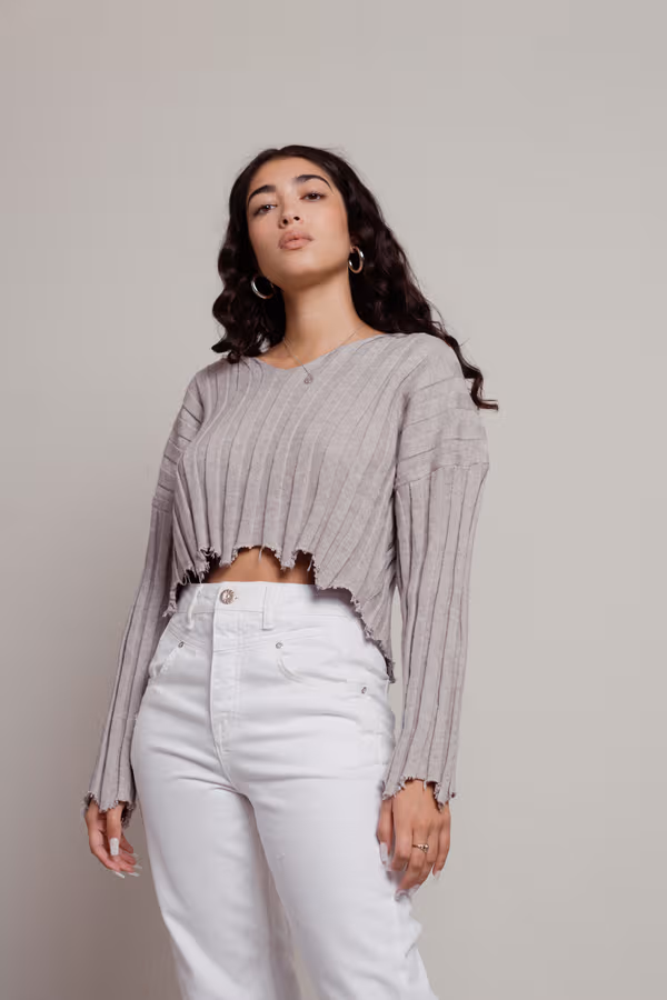 Lily Distressed Sweater - Grey
