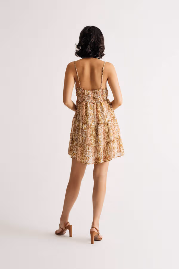 Believe In Me Floral Skater Mini Dress - Yellow Multi