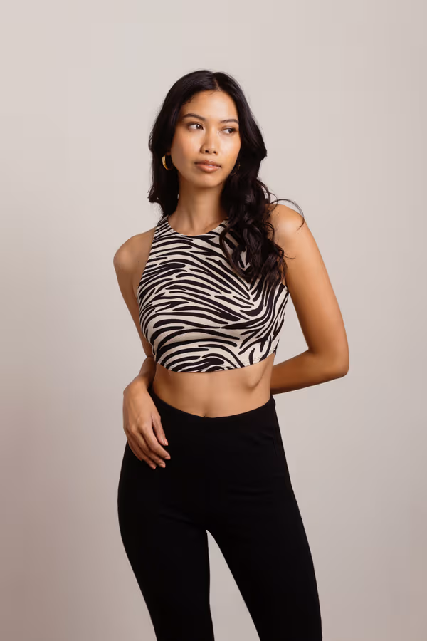 Don't Bother Me Crop Top - Black Sand