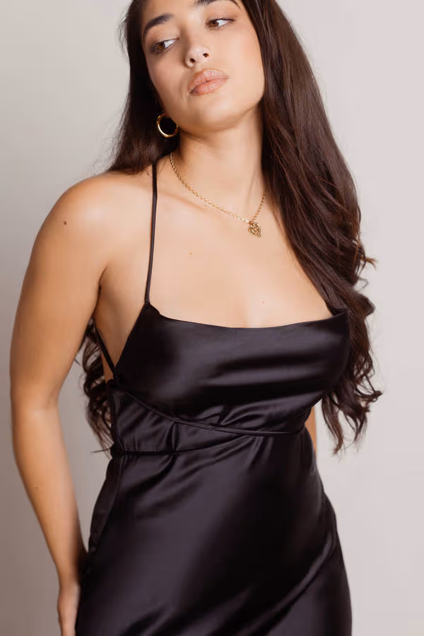 Light Up The Night Satin Cross Back Mini Dress - Off White