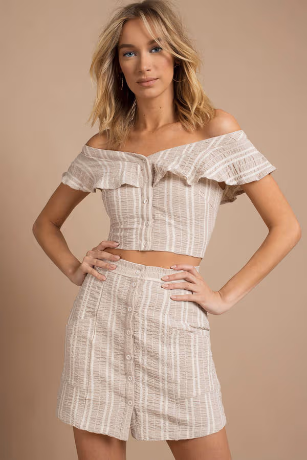 Lost + Wander Stella Crop Top - Beige