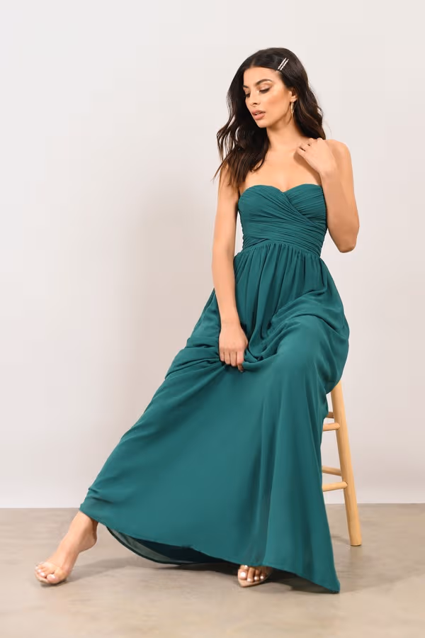 Go Glam Sweetheart Surplice Maxi Dress - Emerald