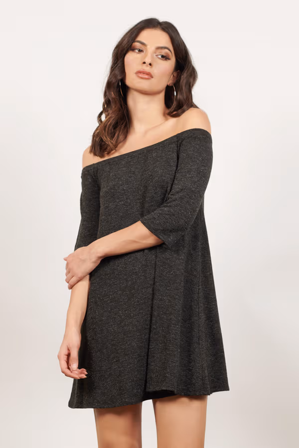 Olly Off The Shoulder Shift Mini Dress - Mauve