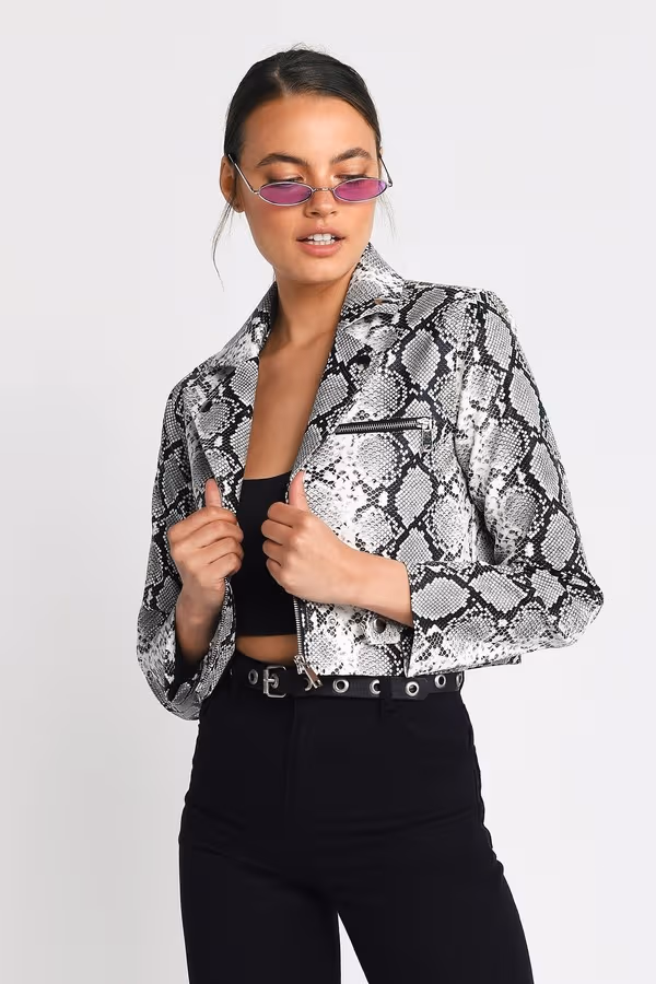 Trussst Me Cropped Jacket - White Multi