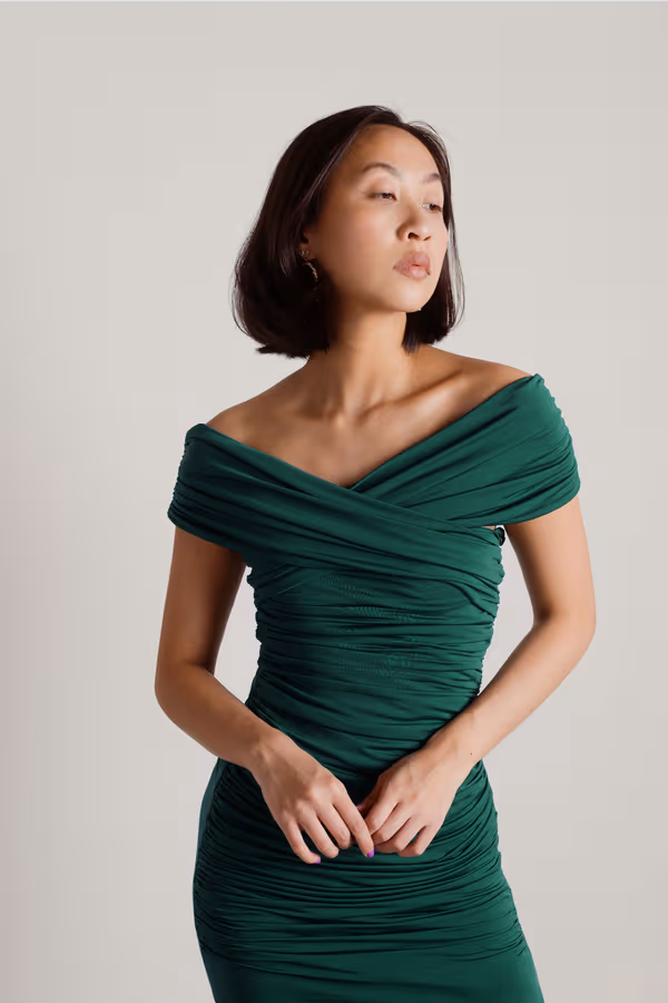 Fall For Me Off The Shoulder Mermaid Maxi Dress - Emerald