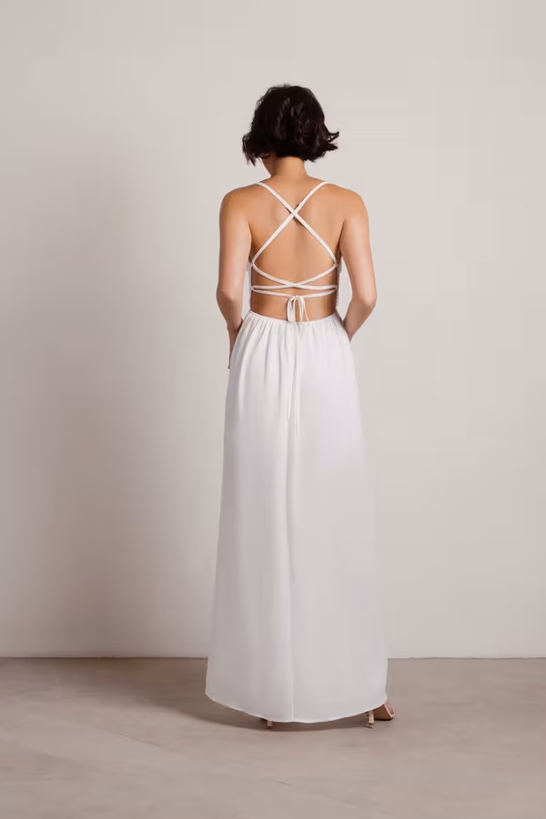 My Moment Crochet High Slit Maxi Dress - Off White