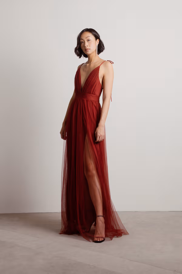 Slay The Night Deep V Double High Slit Maxi Dress - Black