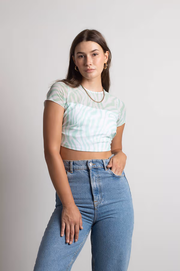 Ride Along Crop Top - White Multi