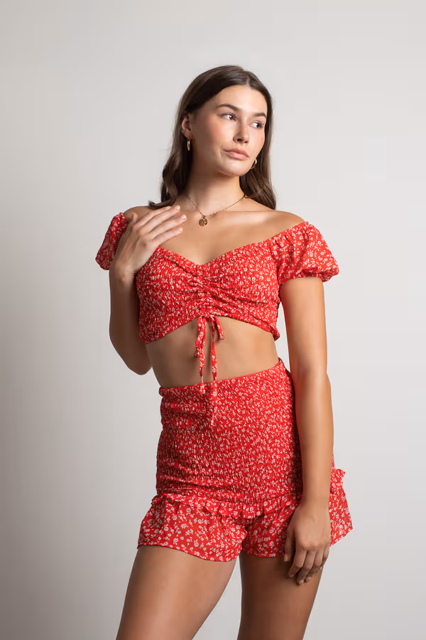 Godless Crop Top and Skirt Set - Teal