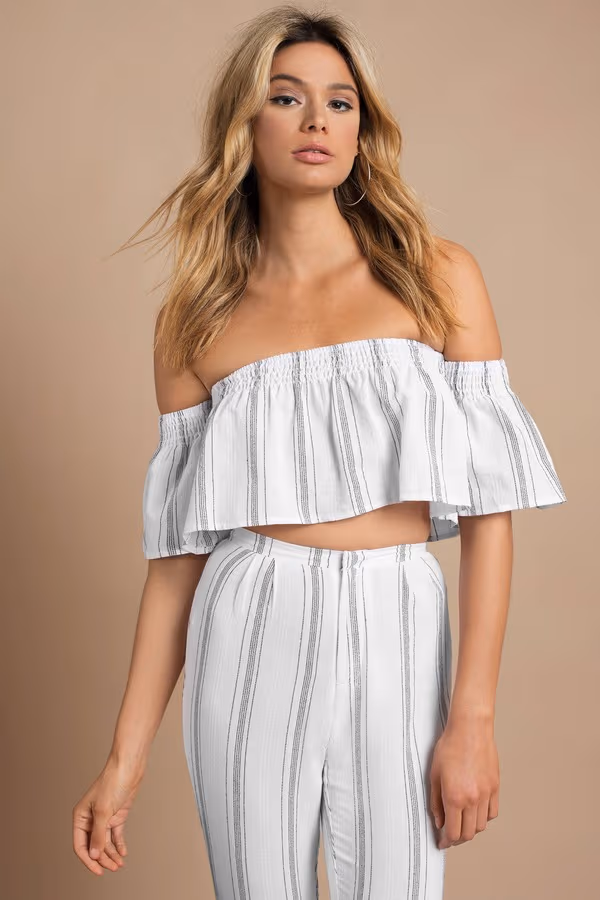 For The Love Of Stripes Crop Top - White