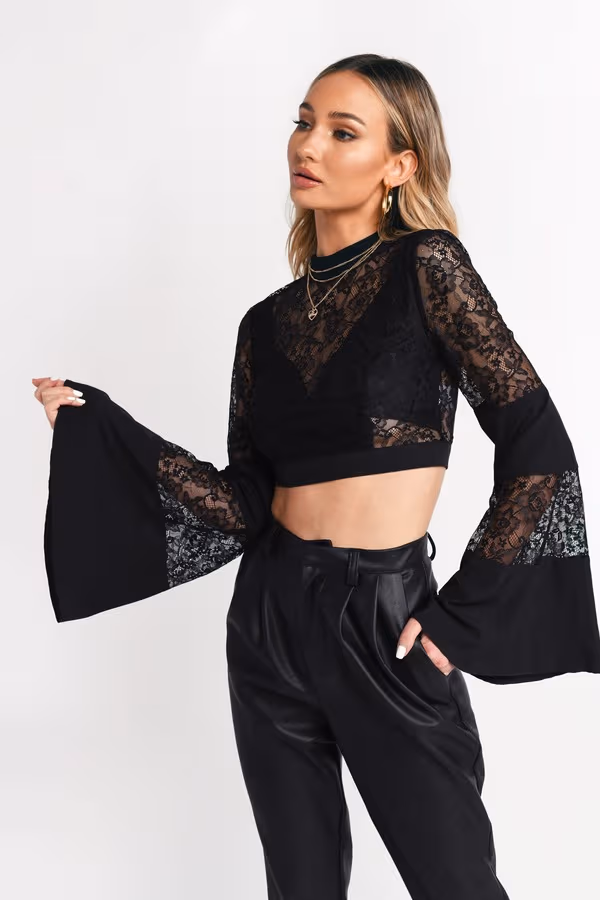 Past Midnight Crop Top - Black