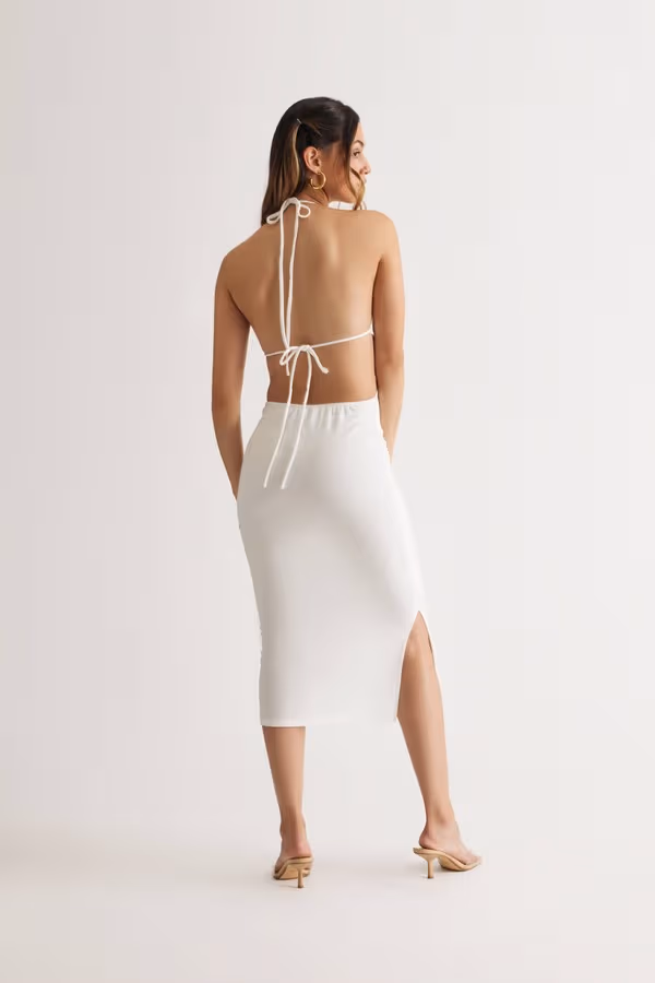 Isadora Cutout Bodycon Midi Dress - Cream