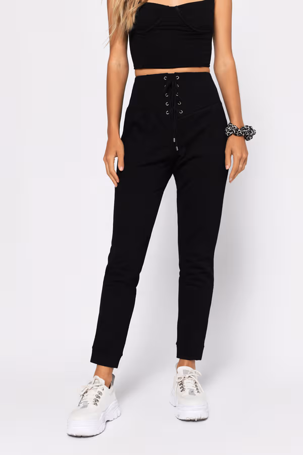 Better Days Lace Up Pants - Black