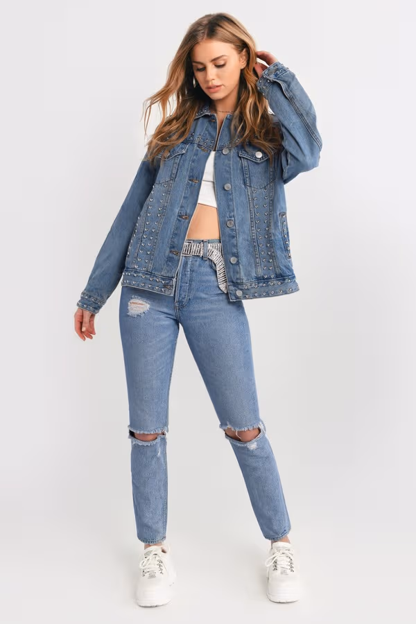 Firestone Studded Jacket - Medium Wash