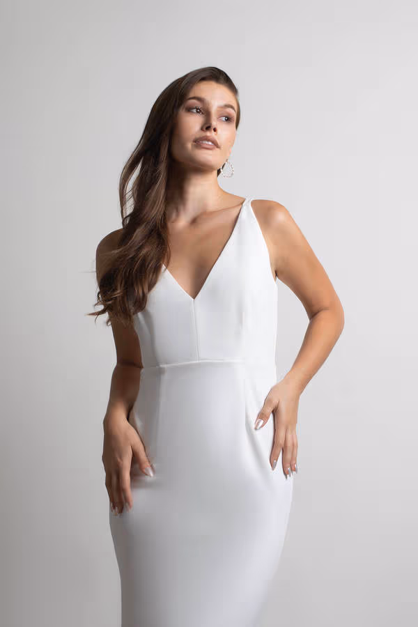 Lock It Down Deep V Mermaid Maxi Dress - Blush