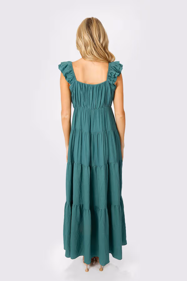 Mary Jane Tiered Ruffled Sleeves Maxi Dress - Lilac