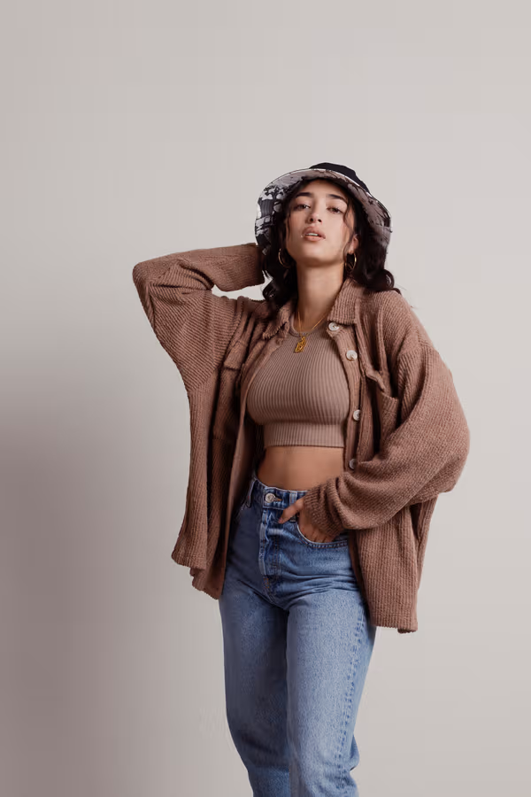 Tasve Corduroy Shacket - Brown