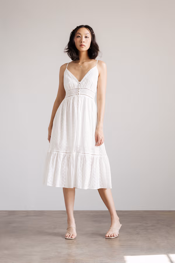 Next Best Thing Lace Eyelet Midi Dress - White