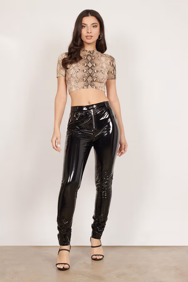 Perfect Control Patent Leather Pants - Black