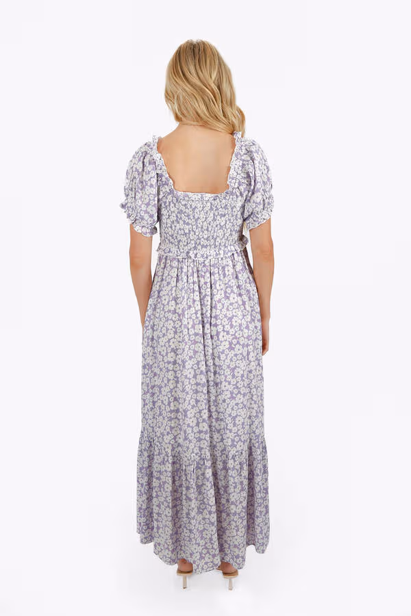 Jillian Floral Ruffle Maxi Dress - Lavender
