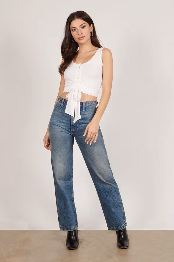 Look For Answers Crop Top - White