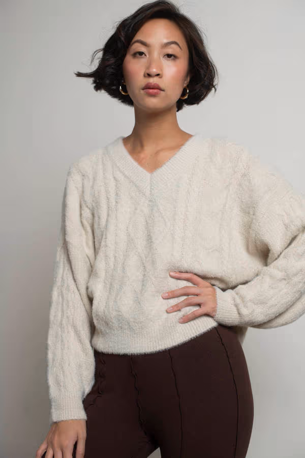 Cuddle Season Cable Knit Sweater - Green