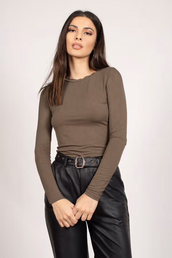 Mind Your Own Long Sleeve Top - Olive