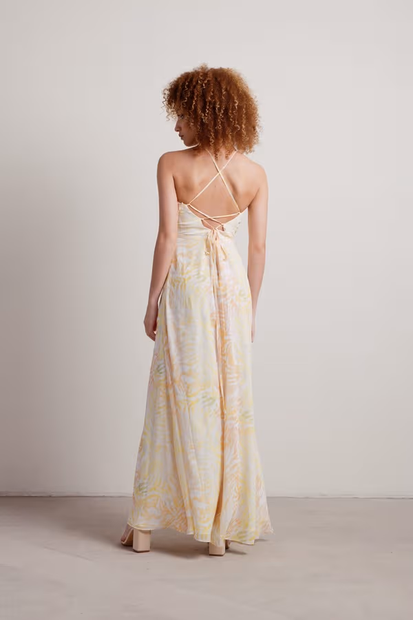 Tropic Like It's Hot Slit Maxi Dress - Yellow