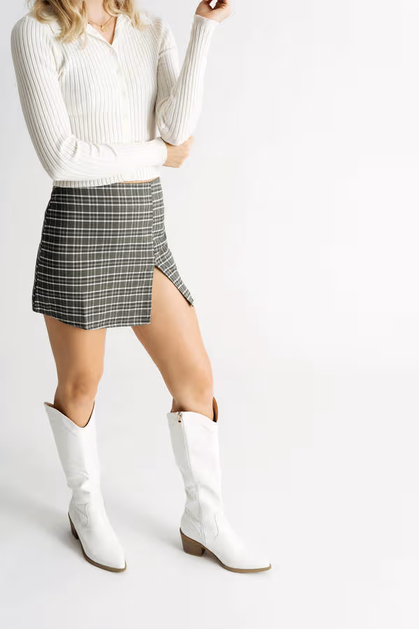 Follow The Sun Slit Mini Skirt - Olive