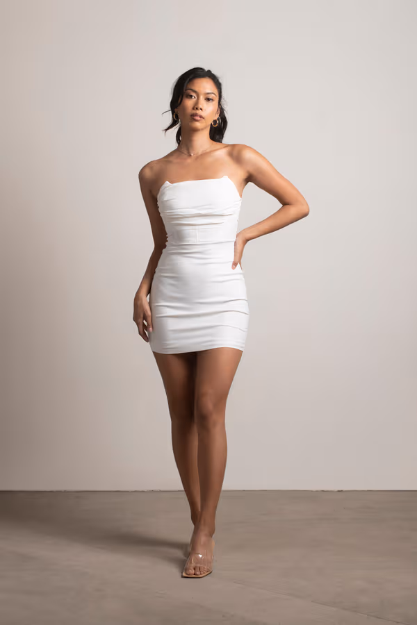Annamarie Strapless Bodycon Mini Dress - White