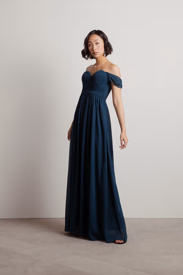 Adrienne Off The Shoulder Sweetheart Maxi Dress - Wine