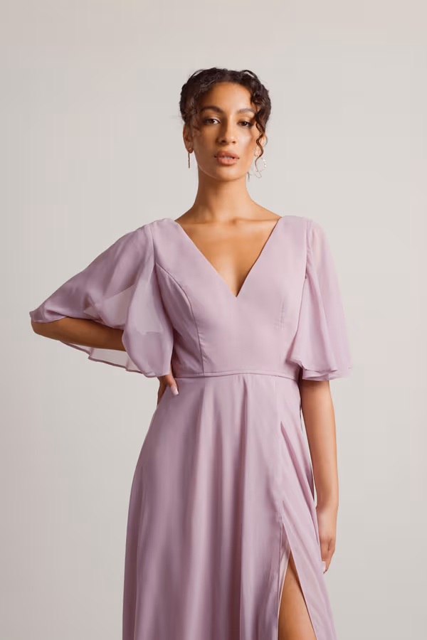 Come Closer To Me Butterfly Sleeve High Slit Maxi Dress - Sage