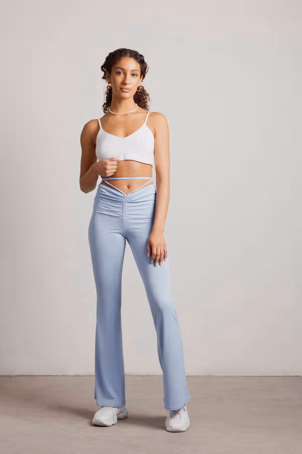 Snazzer Ruched Waist Tie Pants - Lavender