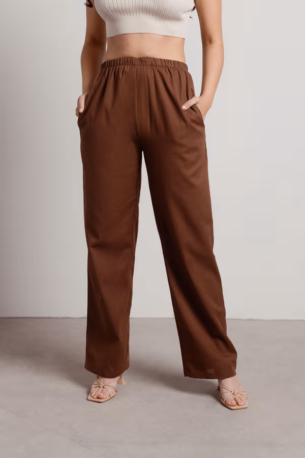 Look Here Straight Leg Pants - Brown