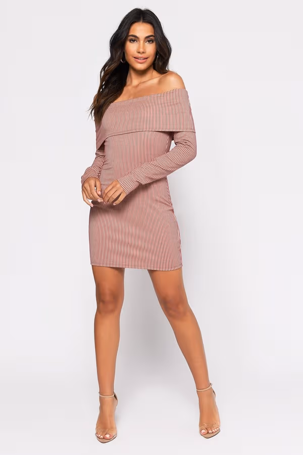 Aria Off The Shoulder Bodycon Mini Dress - Wine