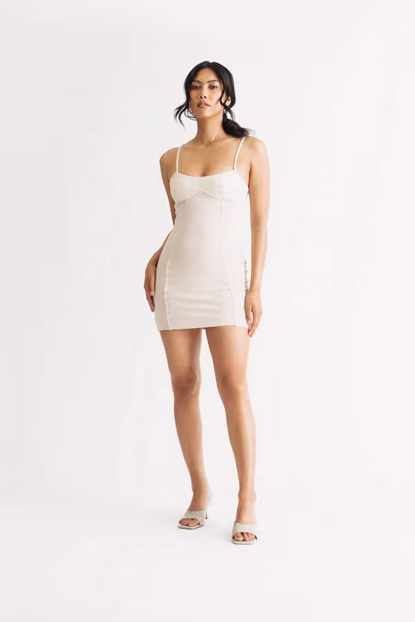 Sloane Satin Corset Mini Dress - Taupe